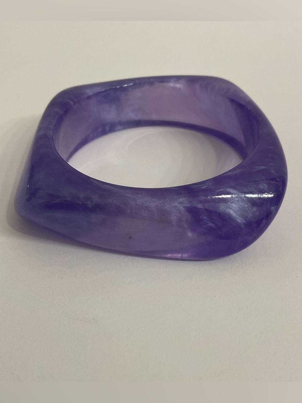 Acrylic Trendy Bangle Bracelets Asymmetric Set Purple - Picture 3 of 6